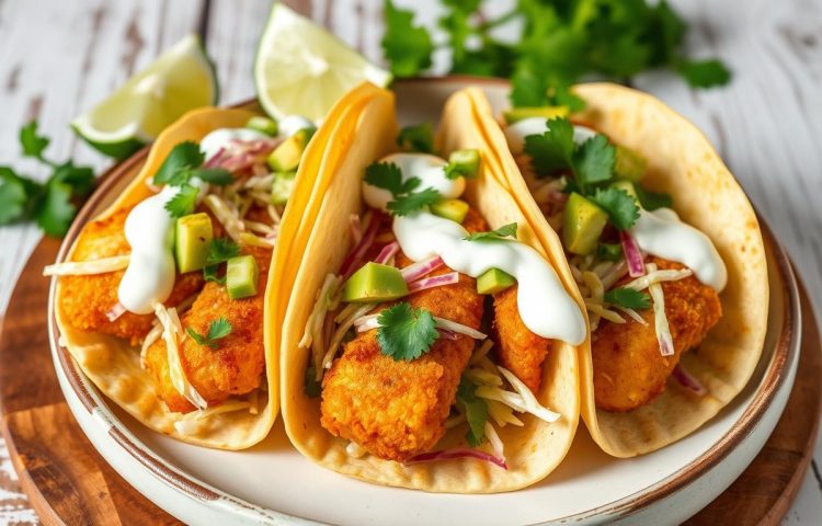 Gluten free beer battered fish tacos